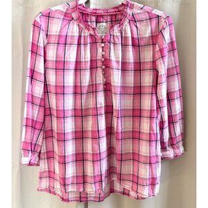 Western Womens Top Pink Plaid Size XL Petite Woven Coastal Cowgirl Country 19207